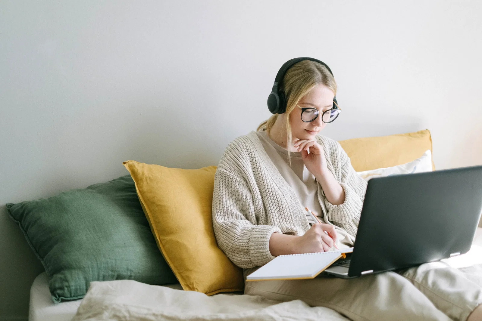 Woman working on her laptop